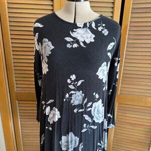 Black Floral Dress Old Navy Size M Petite